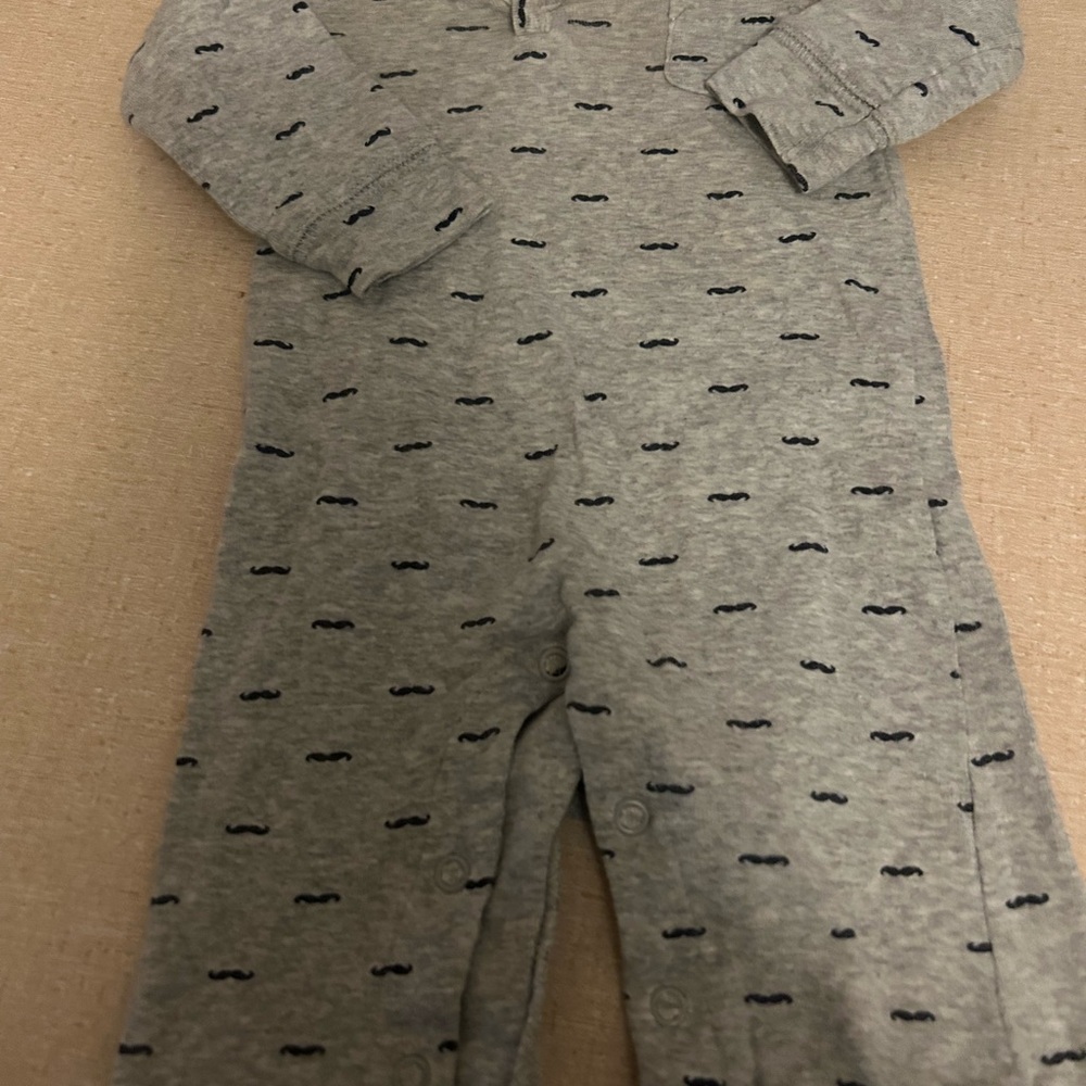 Carter's Gray Mustache Print Bodysuit
